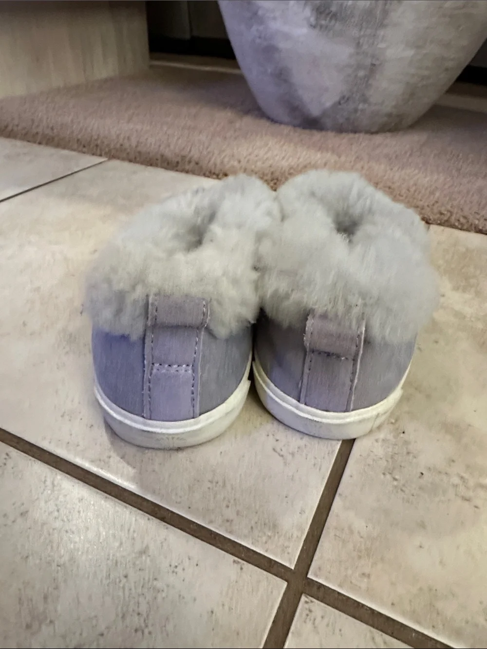 UGG Kids Plush Slip-On Slippers in Light Purple